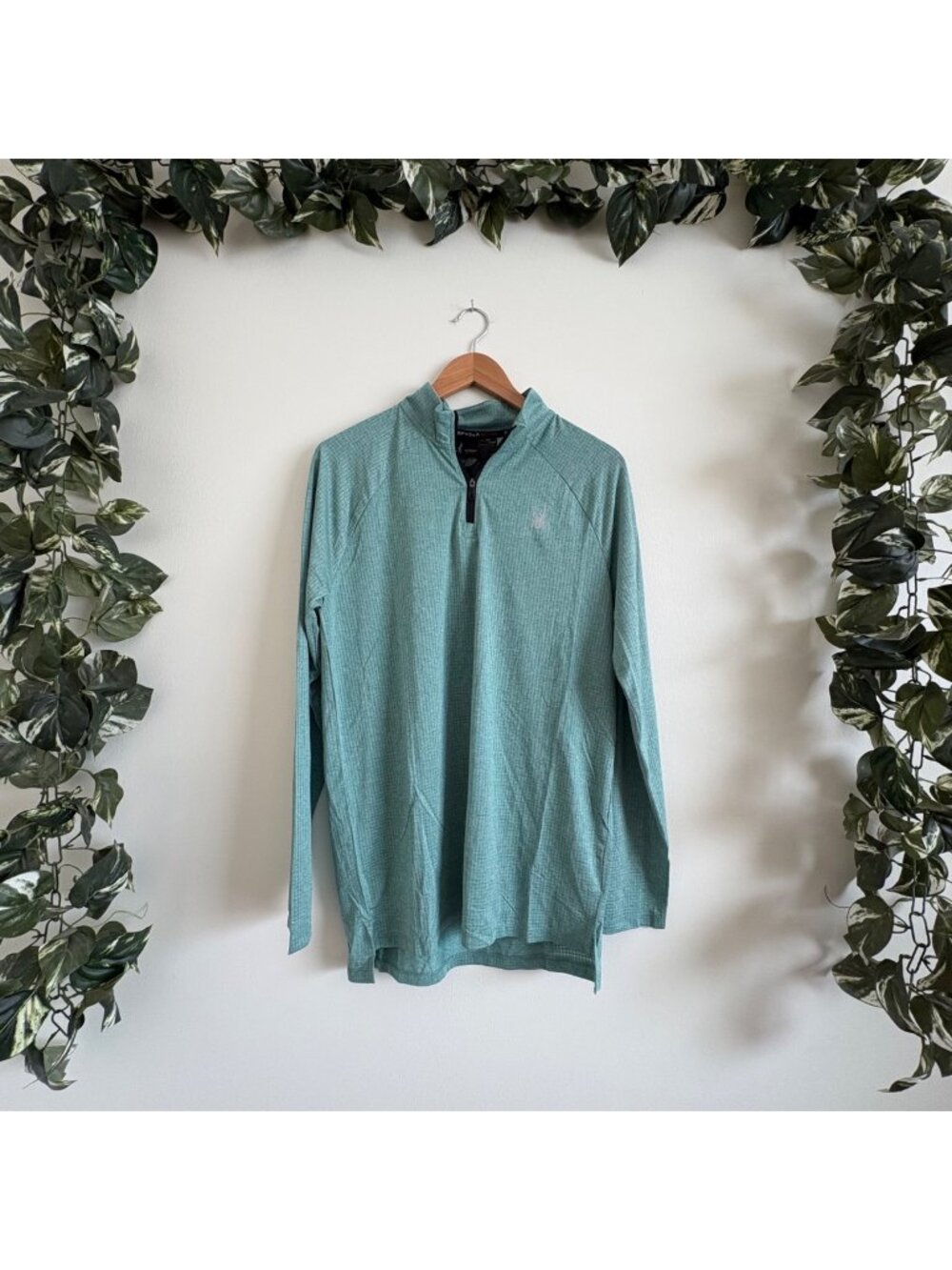 Spyder Active 1/4 Zip Pullover Jacket Grid Texture Green NWT Men’s Size L